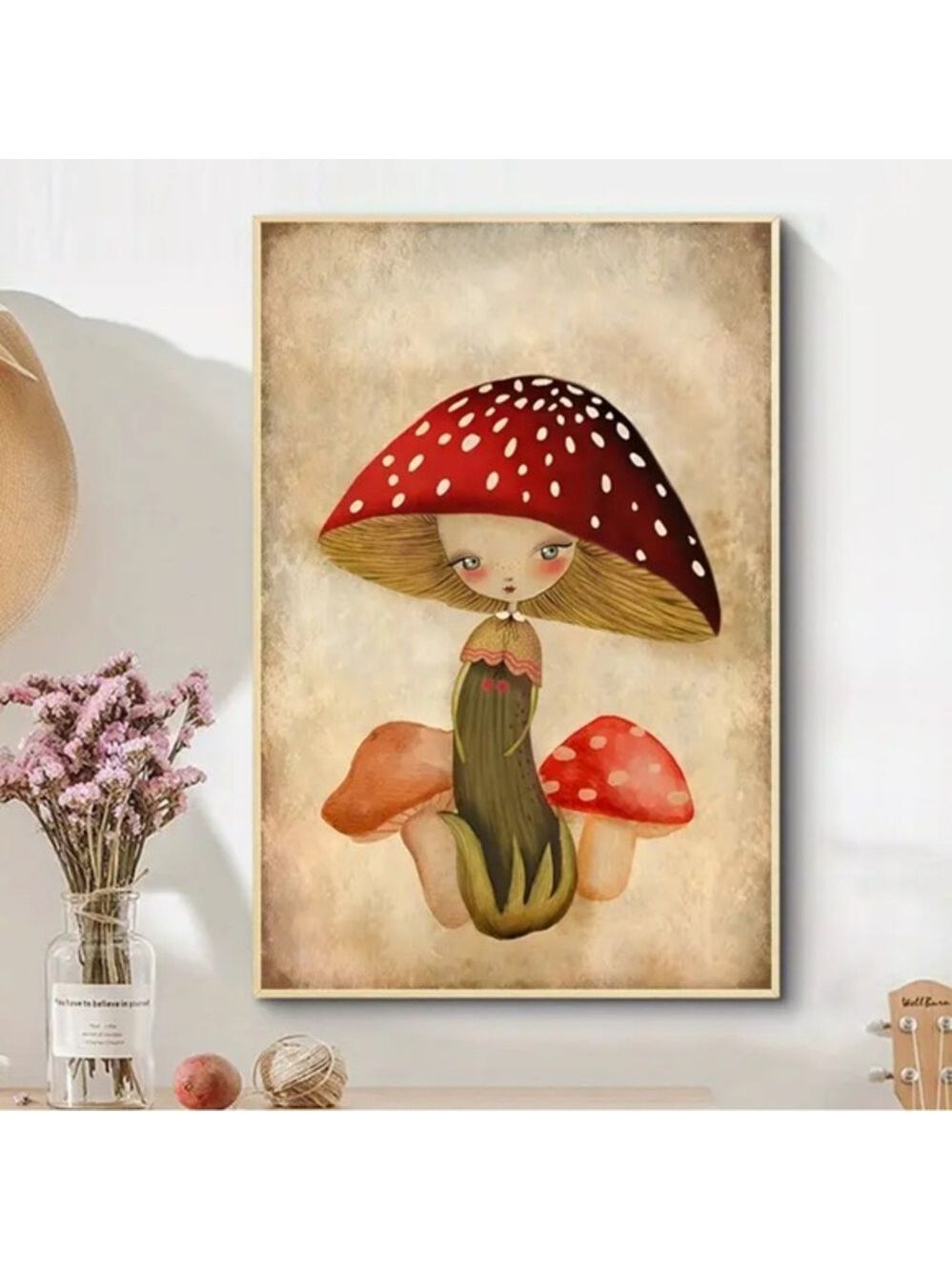 Whimsical Mushroom Girl Canvas Print Wall Art